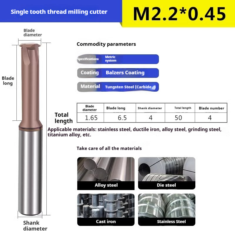 6032 60 degree thread milling cutter single thread, three threads, full thread CNC machining center tungsten steel alloy coated milling cutter can be customized Shandong Denso Pricision Tools Co.,Ltd.